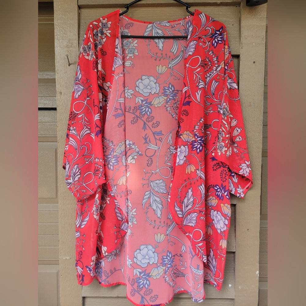 Womens Floral Kimono Cardigan Size XXL